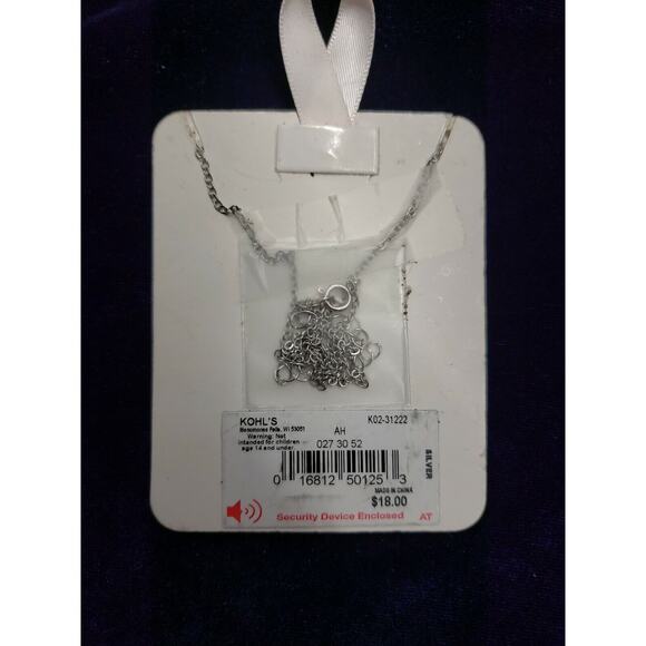 Cubic Zirconia Double Cross Dainty Pendant Necklace in Silver Tone, New - Picture 4 of 5